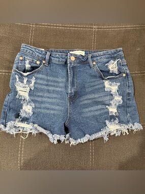 Almost Famous Distressed Blue Jean Shorts